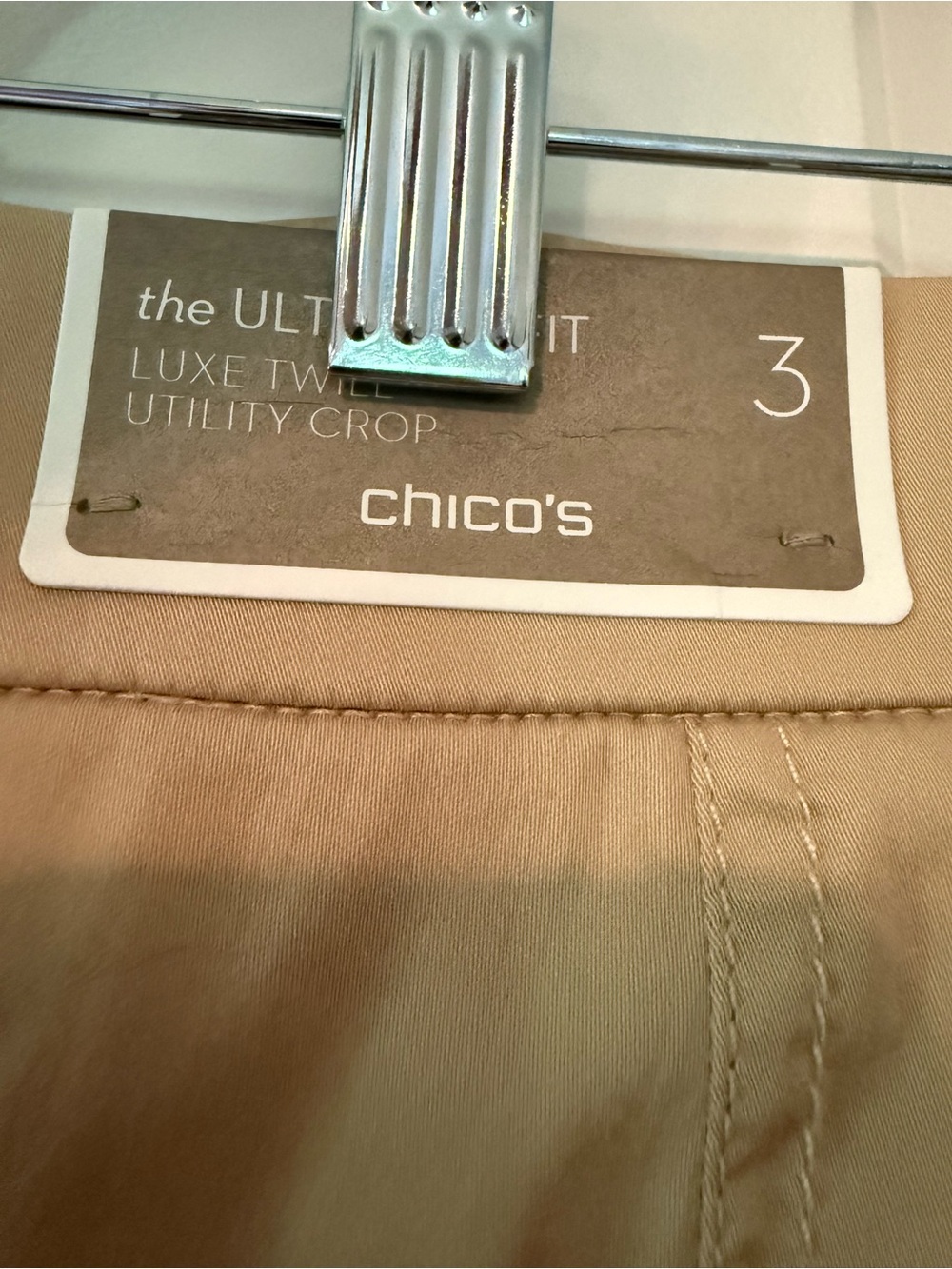 NWT Chico's | Tan Luxe Twill Utility Crop Pants | Size 3 - Picture 6 of 10